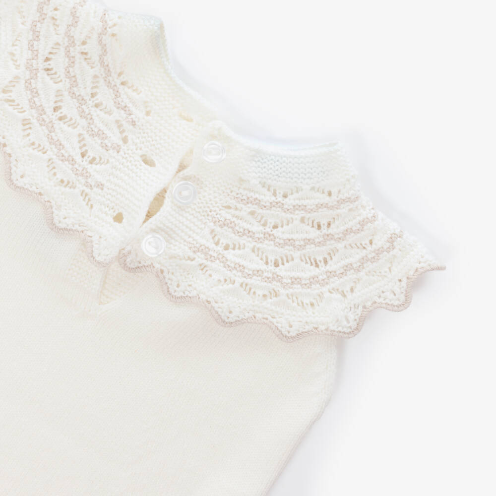 Artesanía Granlei-Girls Soft Ivory Knit Frock | Childrensalon Outlet