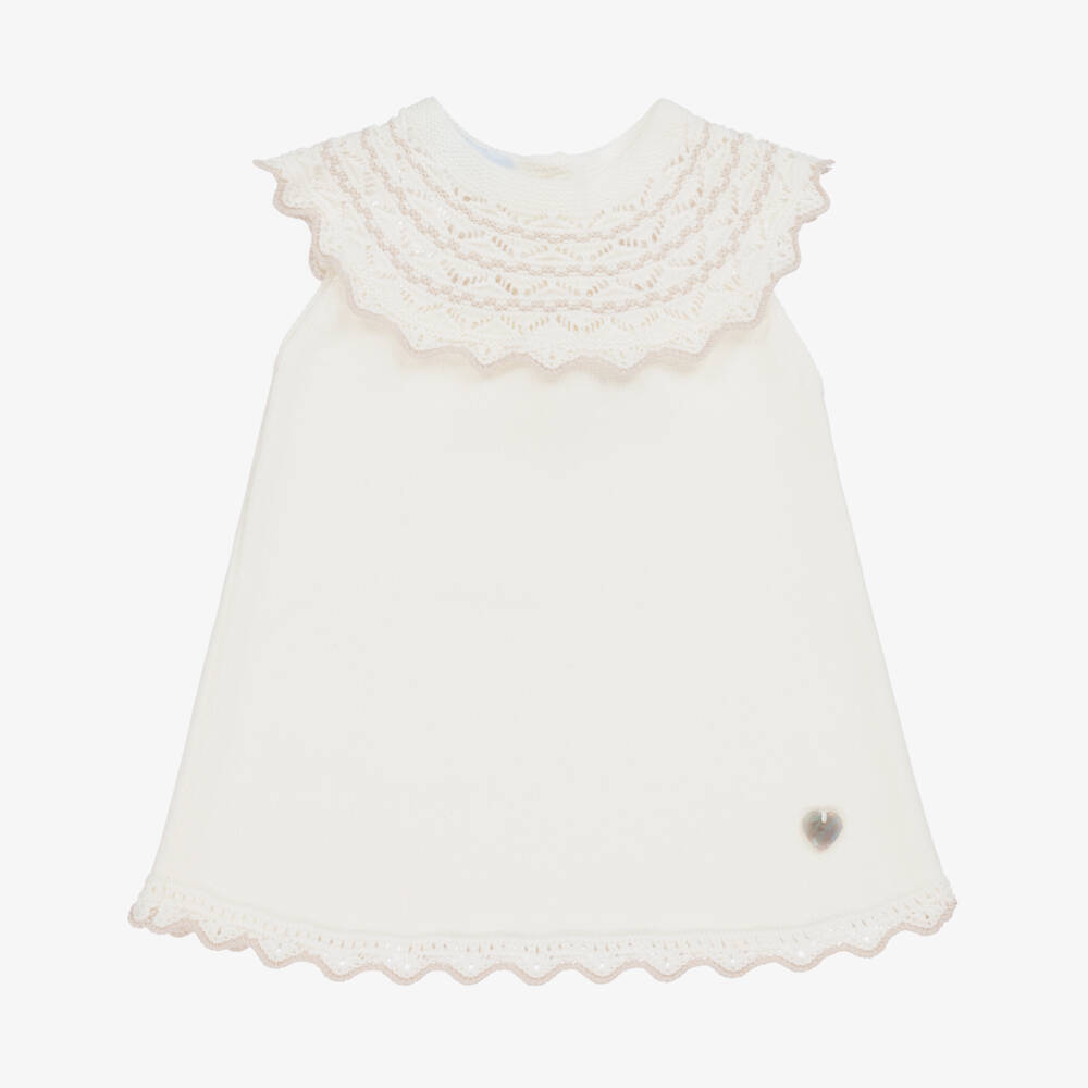 Artesanía Granlei-Girls Soft Ivory Knit Frock | Childrensalon Outlet