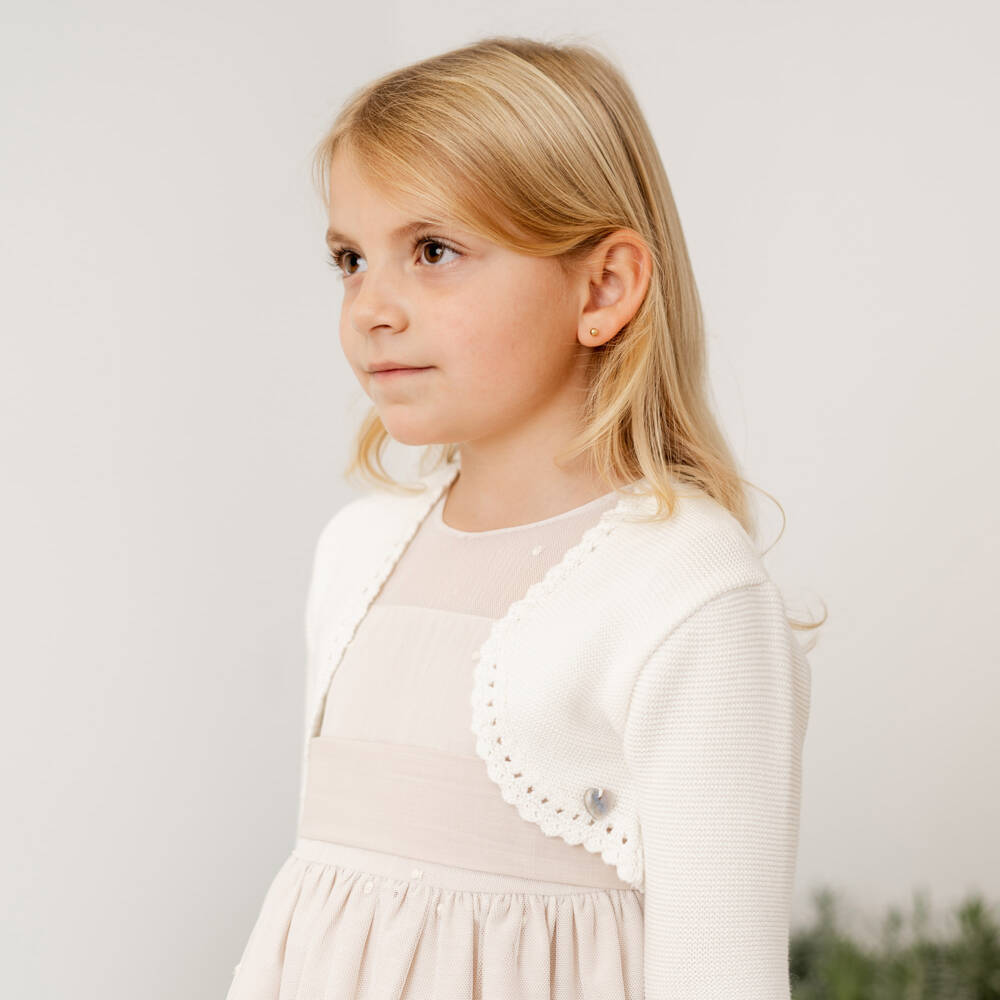 Artesanía Granlei-Girls Soft Ivory Knit Sweater | Childrensalon Outlet