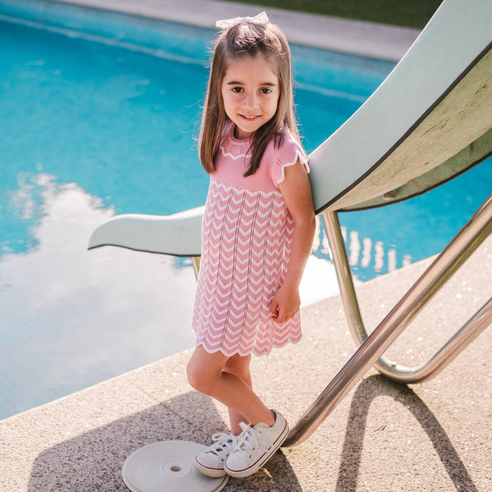 Artesanía Granlei-فستان بناتي ناعم بتصميم متعرج وردي | Childrensalon Outlet