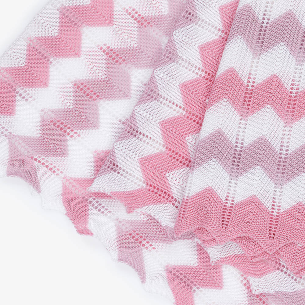 Artesanía Granlei-Girls Soft Knit Pink Zigzag Shawl | Childrensalon Outlet