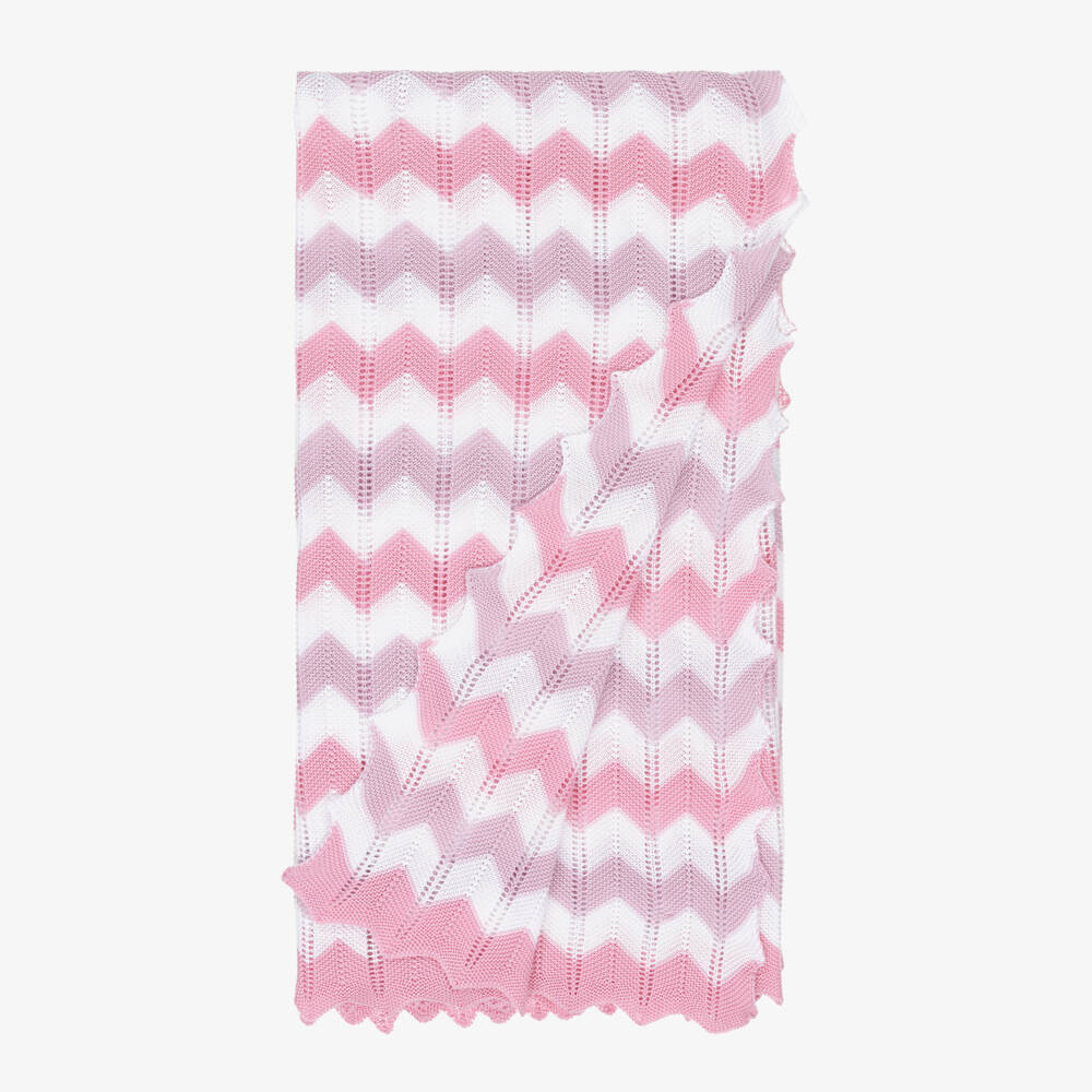 Artesanía Granlei-Girls Soft Knit Pink Zigzag Shawl | Childrensalon Outlet
