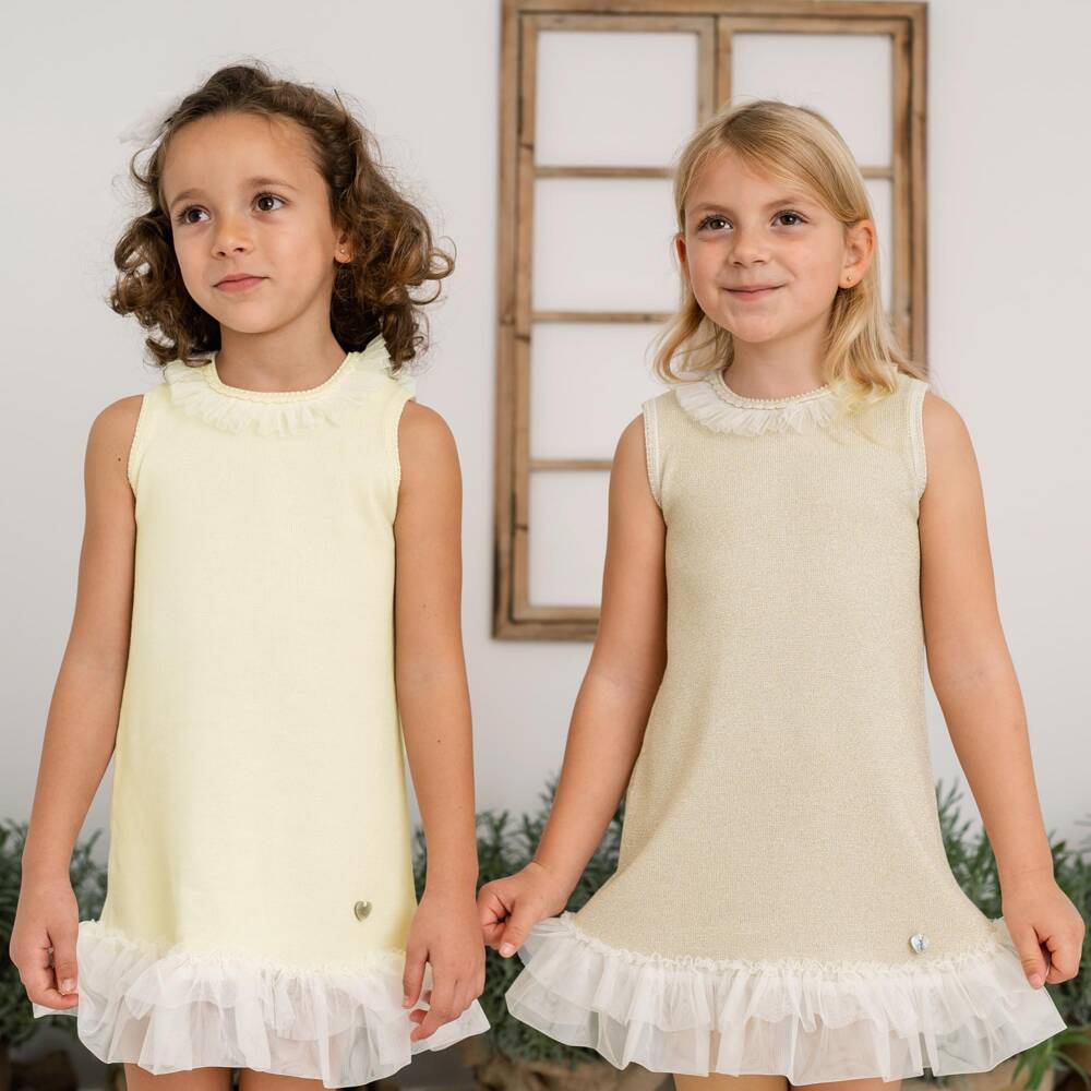 Artesanía Granlei-Girls Soft Knit Tulle Frock | Childrensalon Outlet