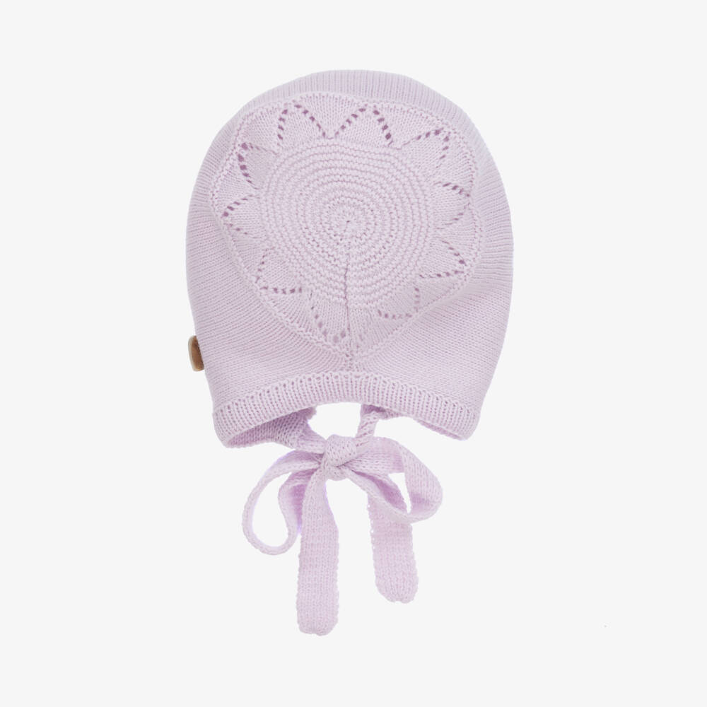 Artesanía Granlei-Girls Soft Lilac Knit Bonnet | Childrensalon Outlet