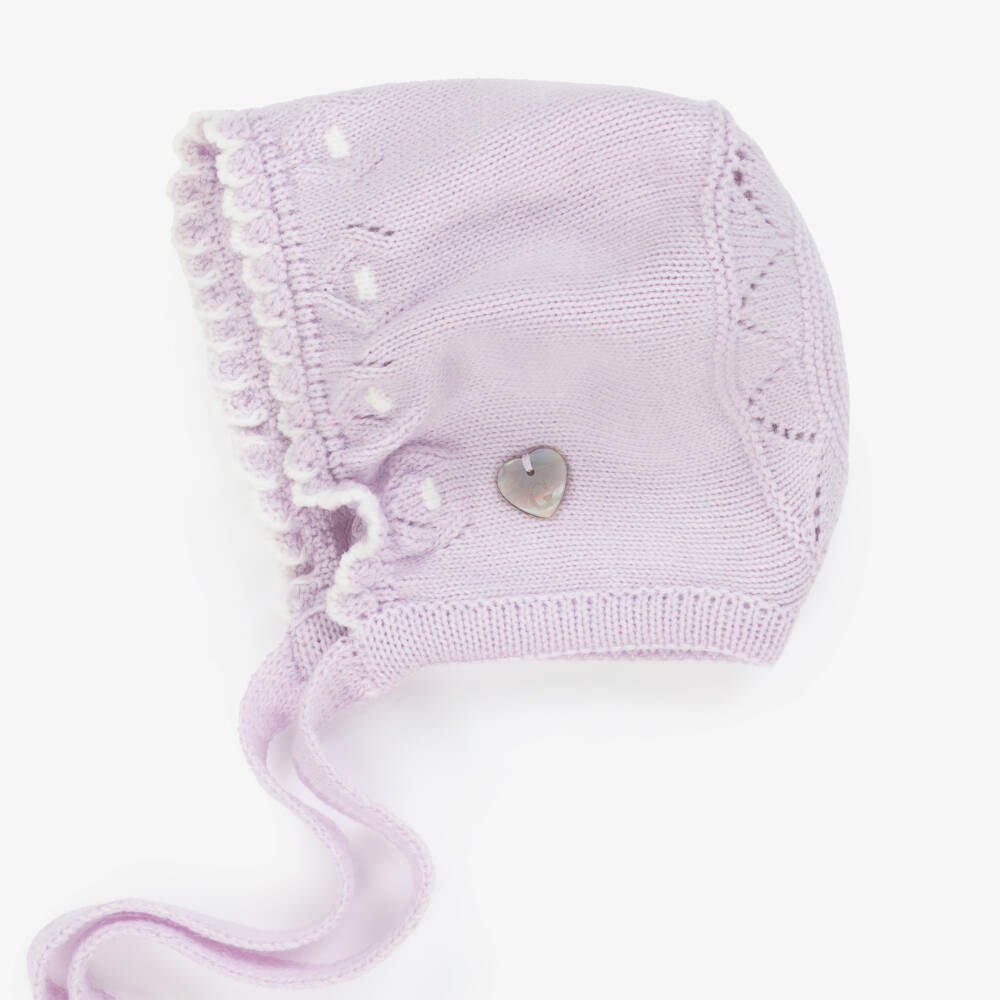 Artesanía Granlei-Girls Soft Lilac Knit Bonnet | Childrensalon Outlet