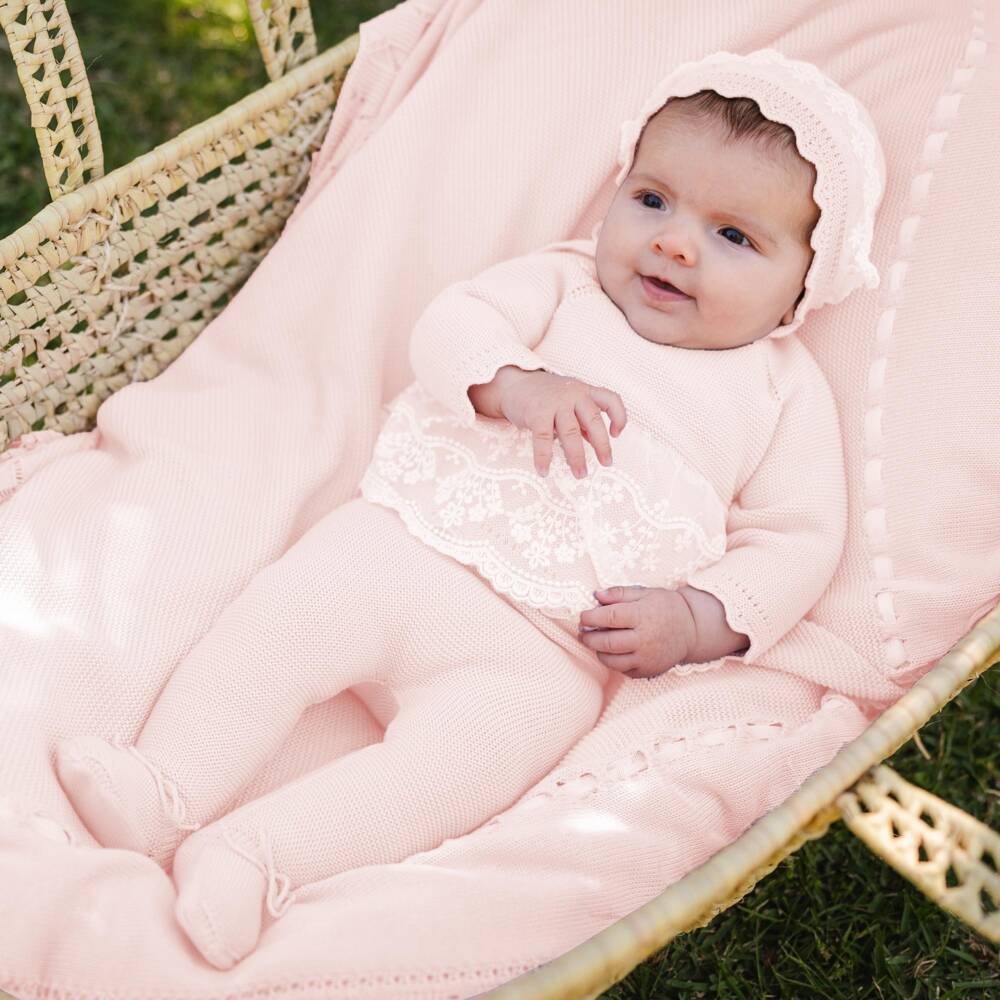Artesanía Granlei-Girls Soft Pink Knit Ensemble | Childrensalon Outlet