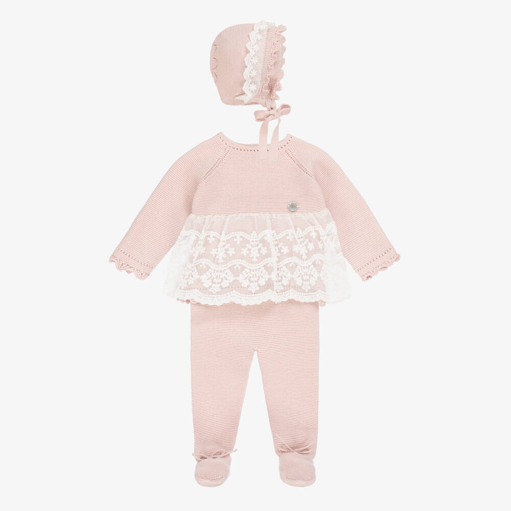 Artesanía Granlei-Girls Soft Pink Knit Ensemble | Childrensalon Outlet