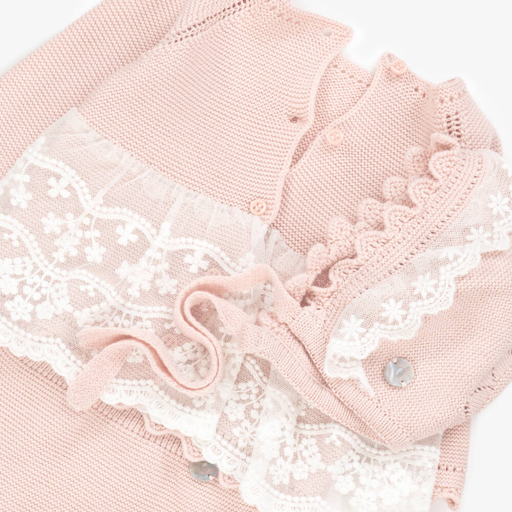 Artesanía Granlei-Girls Soft Pink Knit Ensemble | Childrensalon Outlet