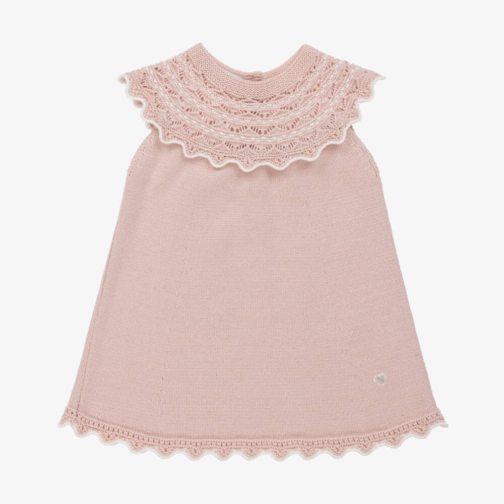 Artesanía Granlei-Girls Soft Pink Lacy Knit Dress | Childrensalon Outlet