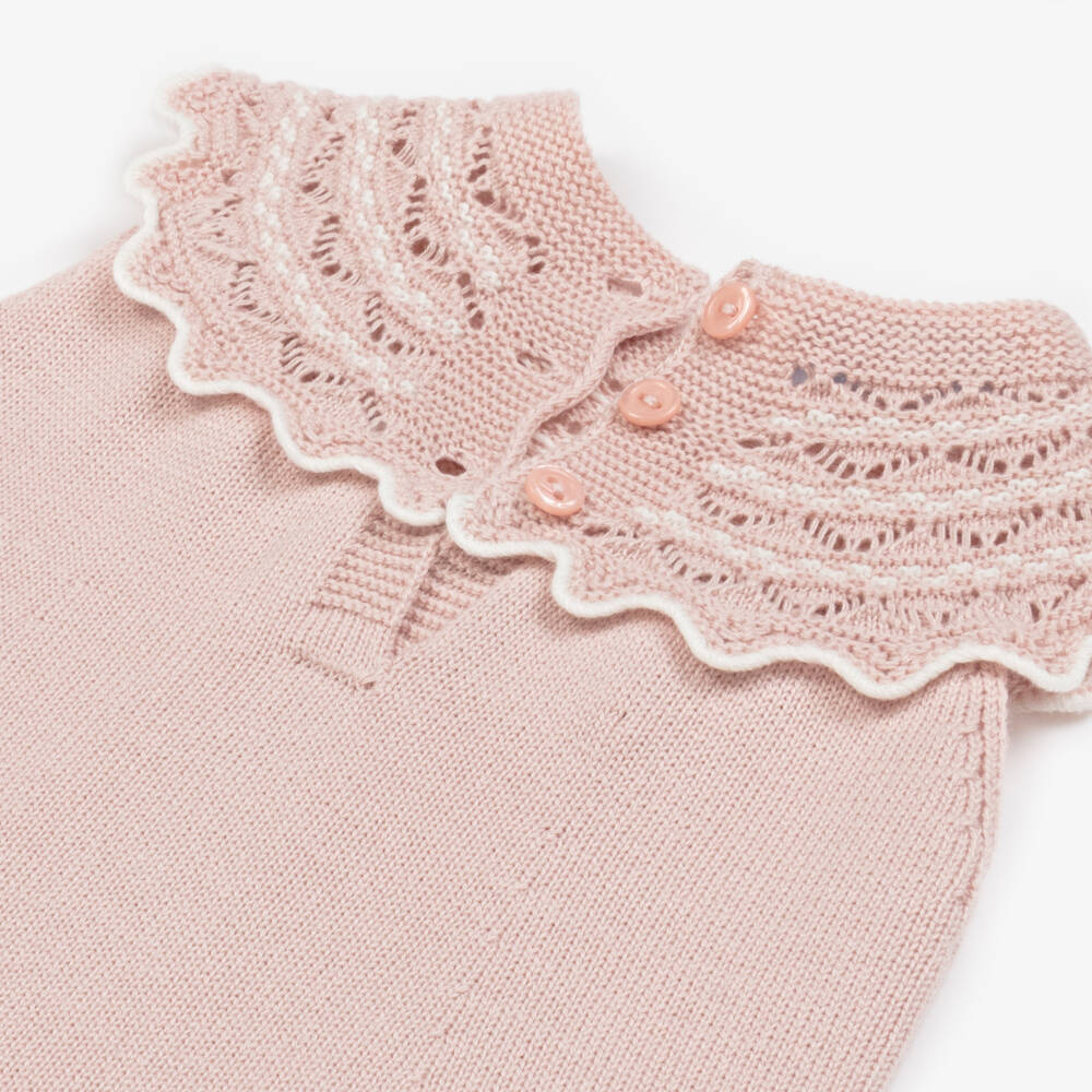 Artesanía Granlei-Girls Soft Pink Lacy Knit Dress | Childrensalon Outlet