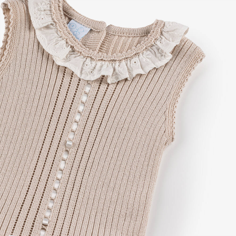 Artesanía Granlei-Girls Sparkling Beige & Ivory Dress | Childrensalon Outlet