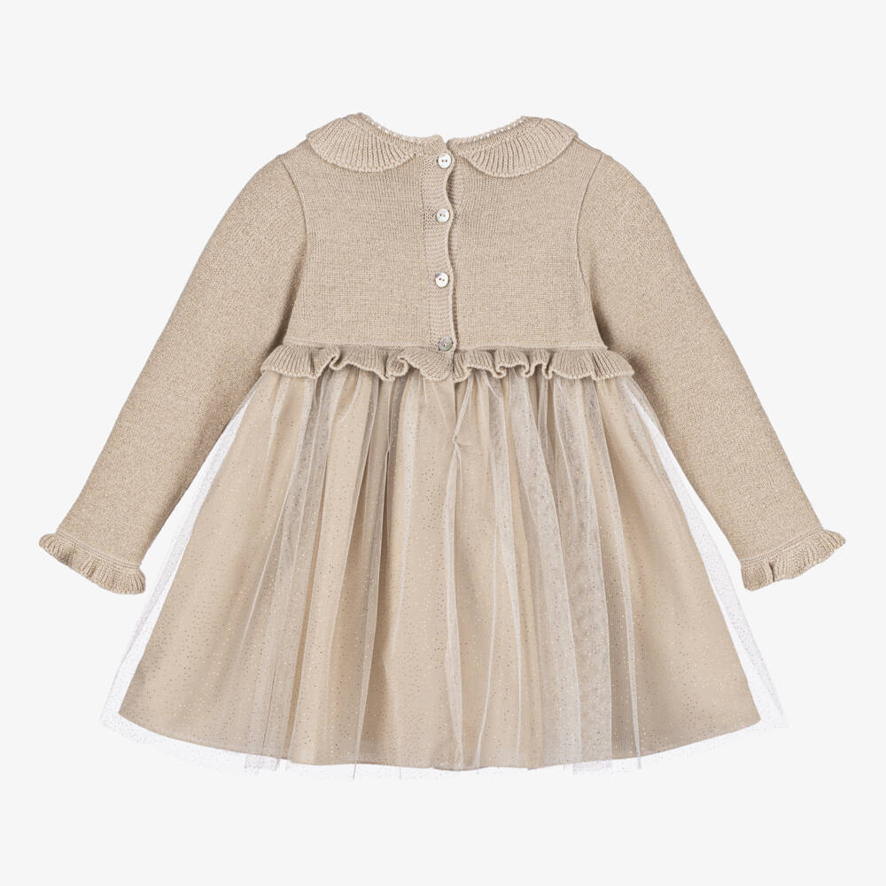 Artesanía Granlei-فستان تول لون بيج براق | Childrensalon Outlet