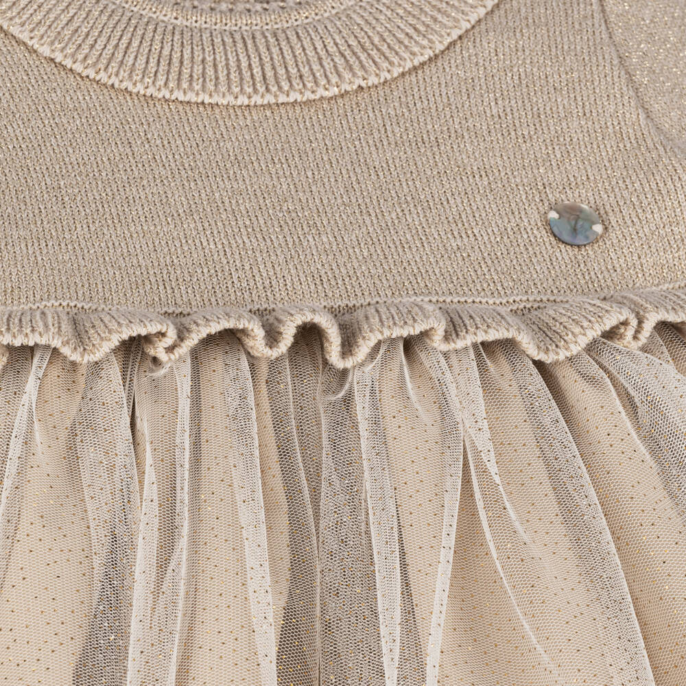 Artesanía Granlei-فستان تول لون بيج براق | Childrensalon Outlet