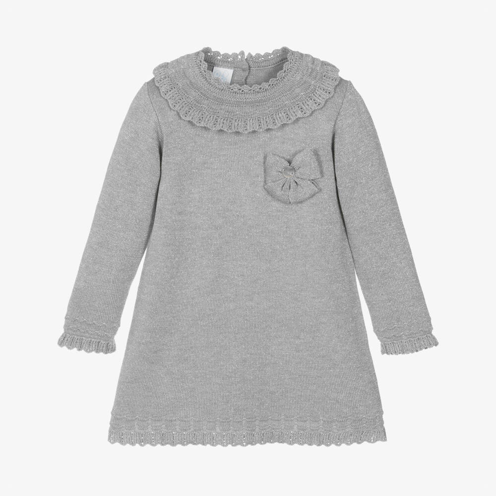 Artesanía Granlei-Серебристое трикотажное платье с блестками | Childrensalon Outlet