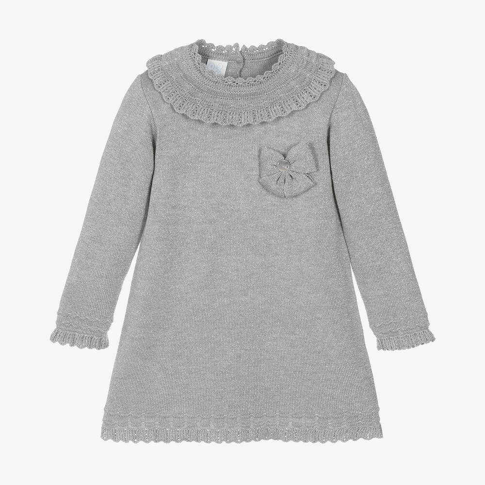 Artesanía Granlei - Girls Sparkly Silver Knitted Dress | Childrensalon