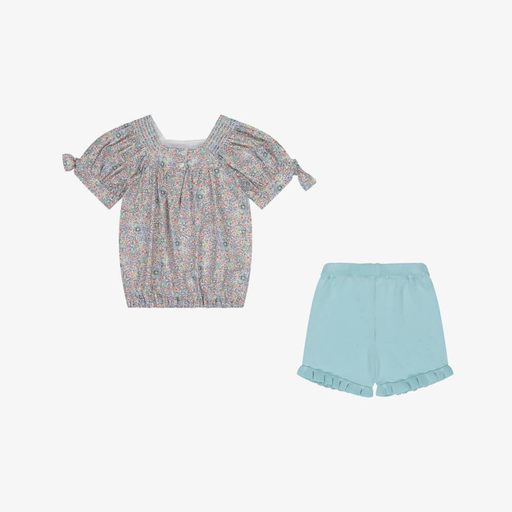 Artesanía Granlei-Girls Turquoise Blossom Knit Ensemble | Childrensalon Outlet