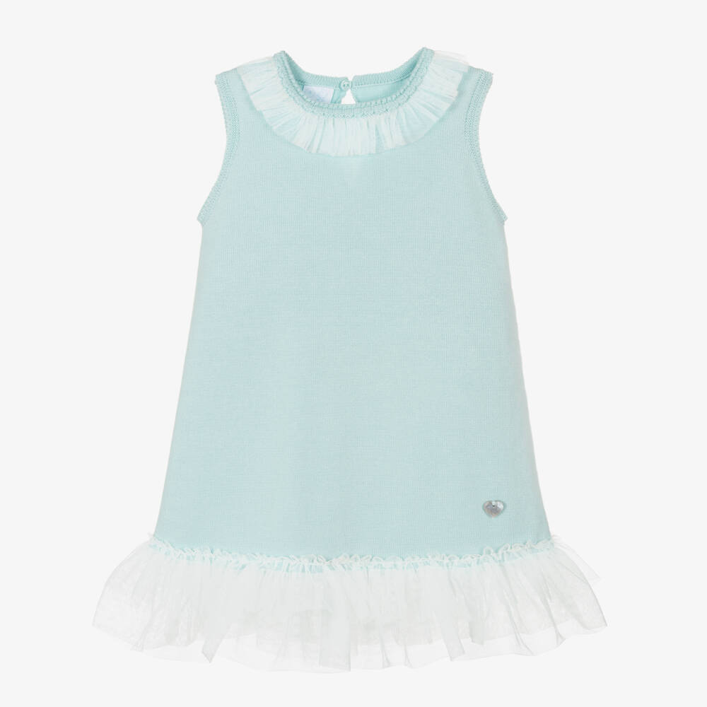 Artesanía Granlei-Бирюзовое вязаное платье из тюля для девочек | Childrensalon Outlet