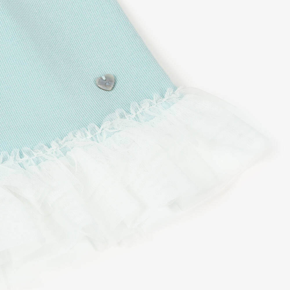 Artesanía Granlei-Girls Turquoise Knitted Tulle Frock | Childrensalon Outlet