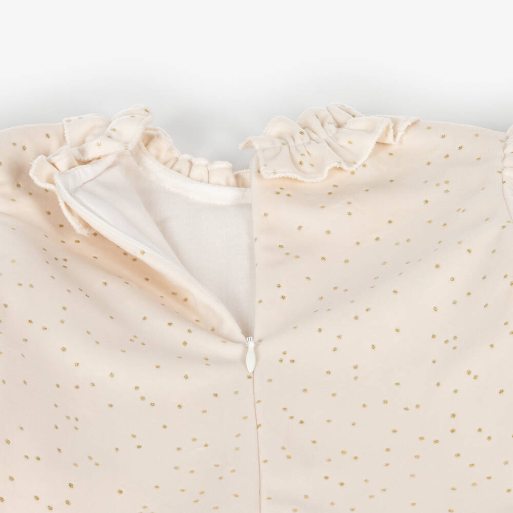 ارتيزانيا  غرانلي-فستان منقط مخمل لون عاجي وذهبي | Childrensalon Outlet