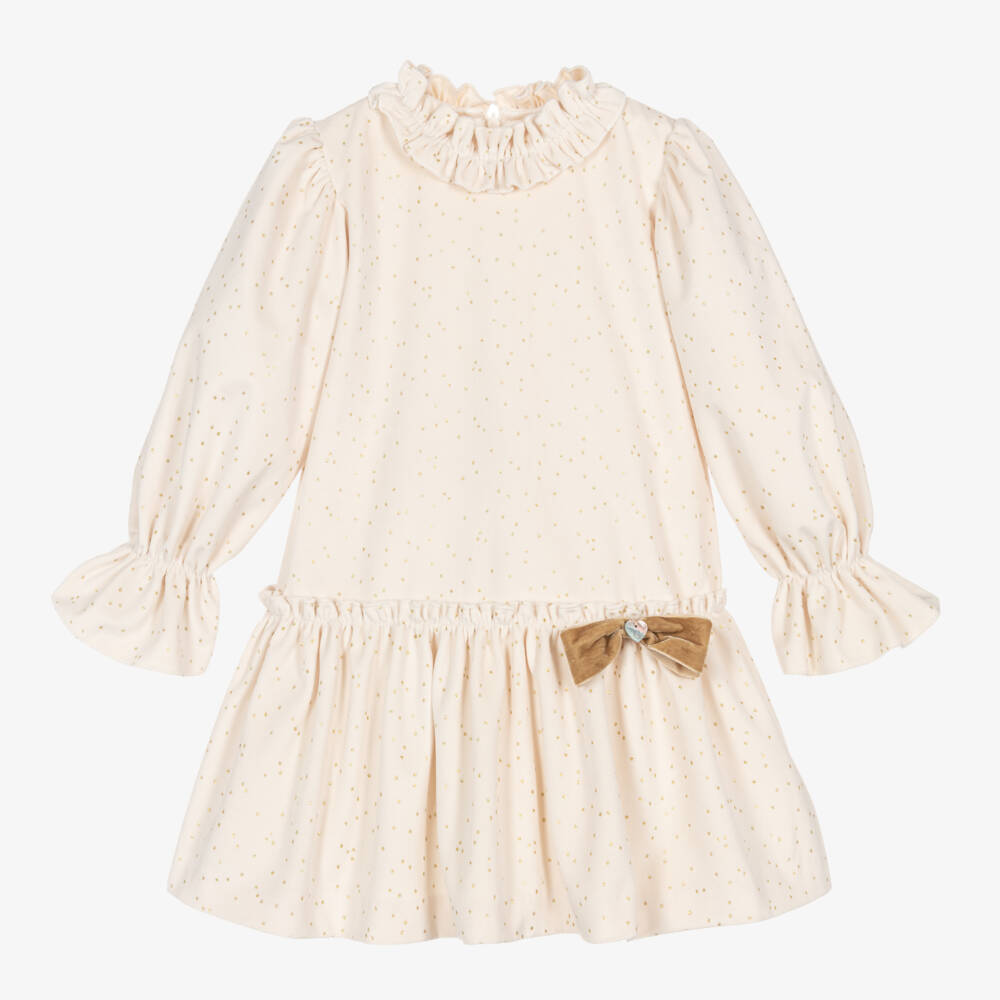 Artesanía Granlei-Girls Velvet Dress with Gold Dots | Childrensalon Outlet