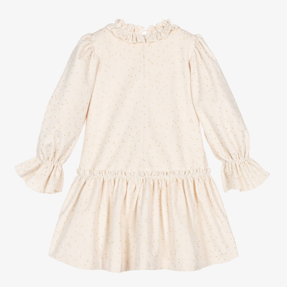 ارتيزانيا  غرانلي-فستان منقط مخمل لون عاجي وذهبي | Childrensalon Outlet