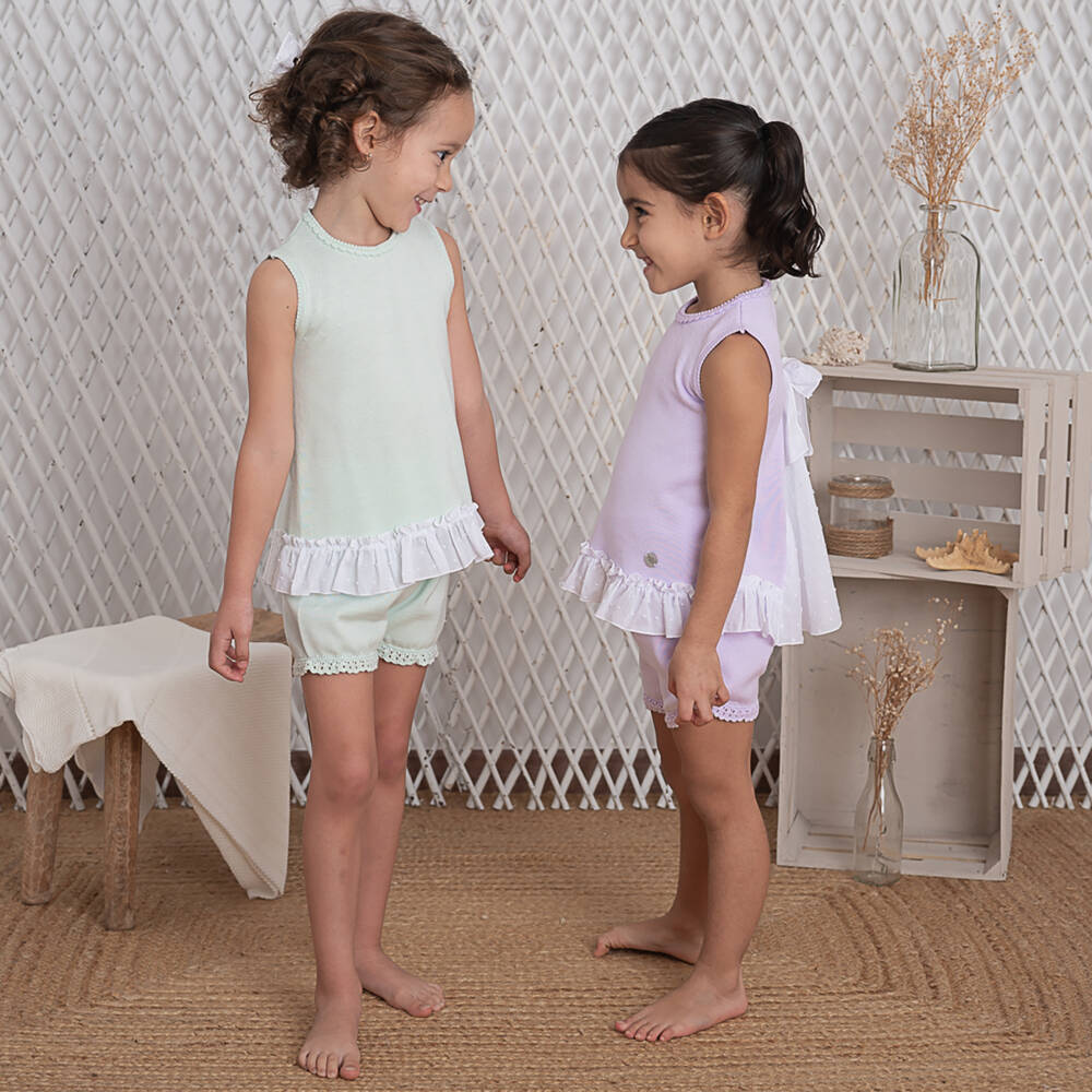 Artesanía Granlei-Girls Violet Knit Shorts Ensemble | Childrensalon Outlet