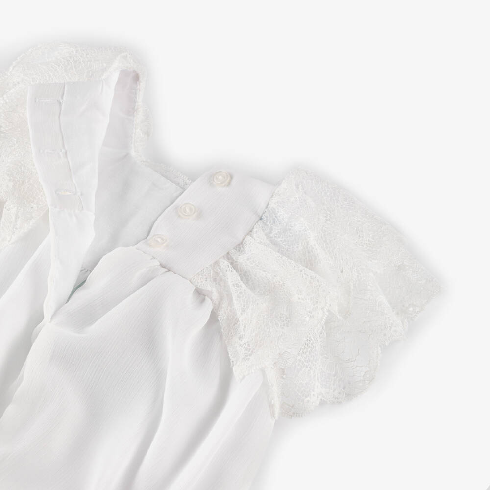 Artesanía Granlei-جمبسوت شيفون ودانتيل أبيض للبنات | Childrensalon Outlet
