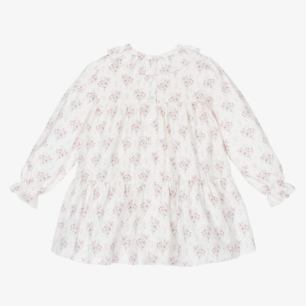 Artesanía Granlei-Белое хлопковое платье в цветочек | Childrensalon Outlet