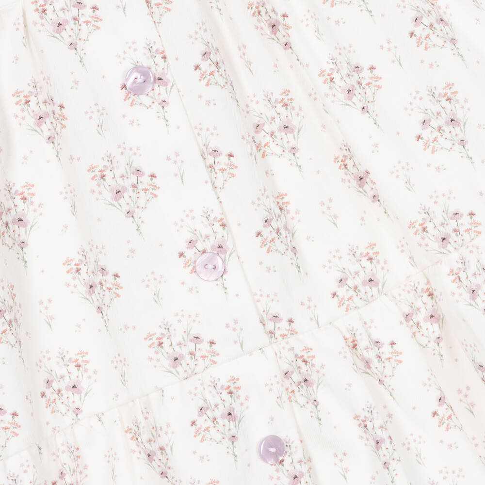 Artesanía Granlei-Белое хлопковое платье в цветочек | Childrensalon Outlet