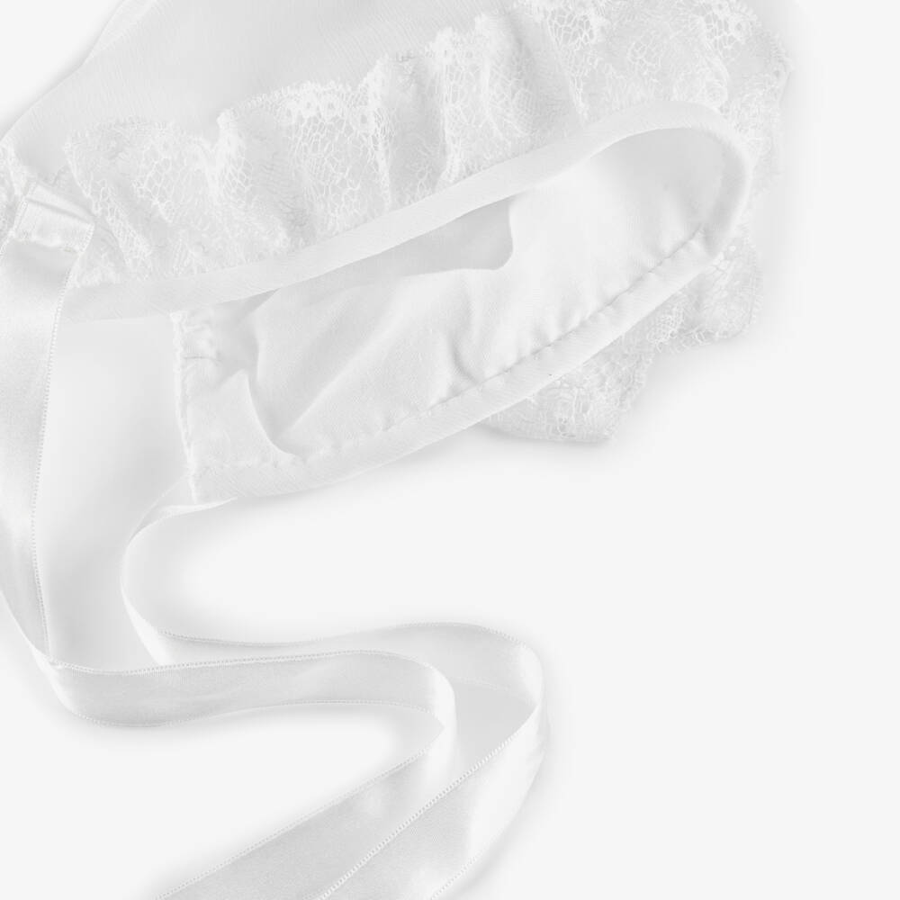 Artesanía Granlei-Girls White Lace-Trim Chiffon Cap | Childrensalon Outlet