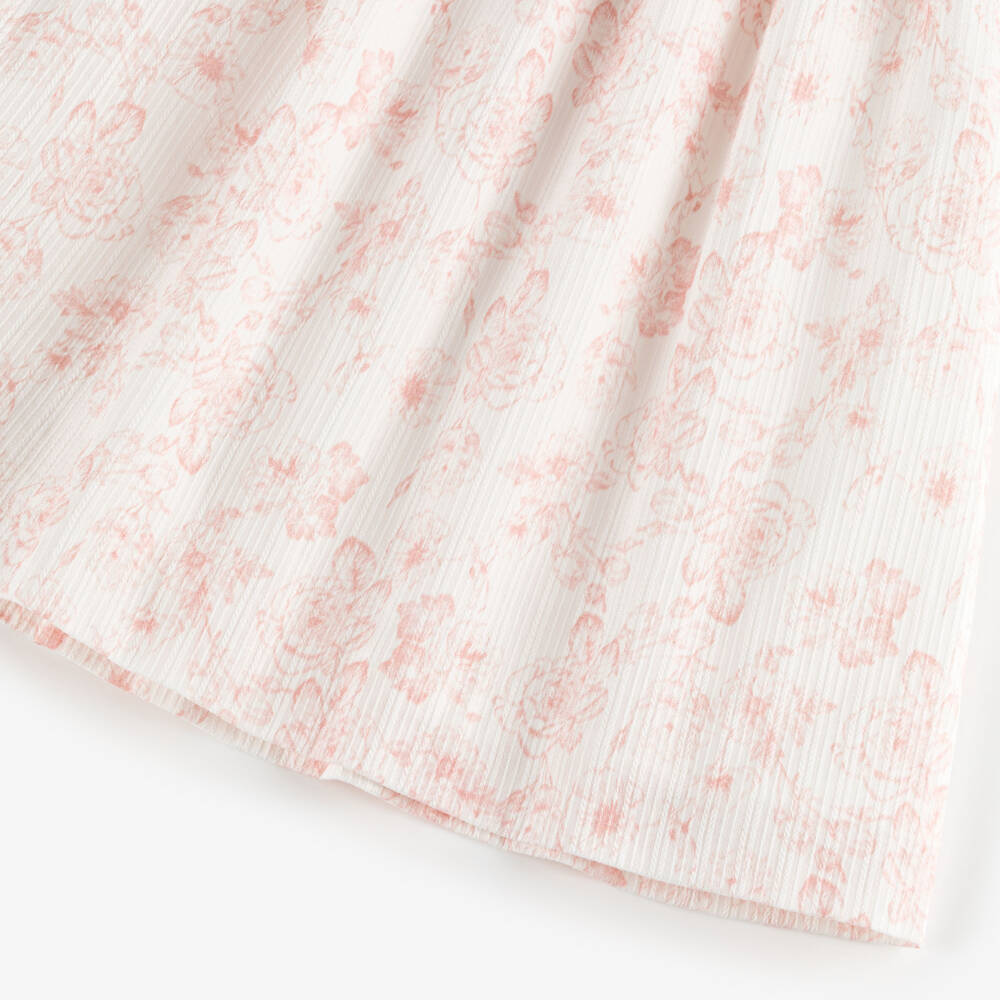 Artesanía Granlei-Girls White & Pink Floral Toile de Jouy Cotton Dress | Childrensalon Outlet