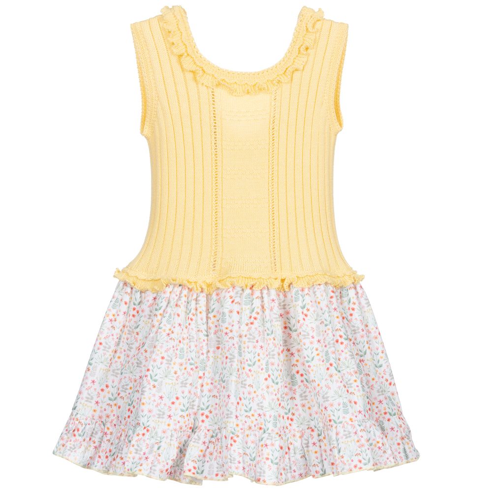 Artesanía Granlei - Gelbes, geblümtes Kleid für Mädchen | Childrensalon