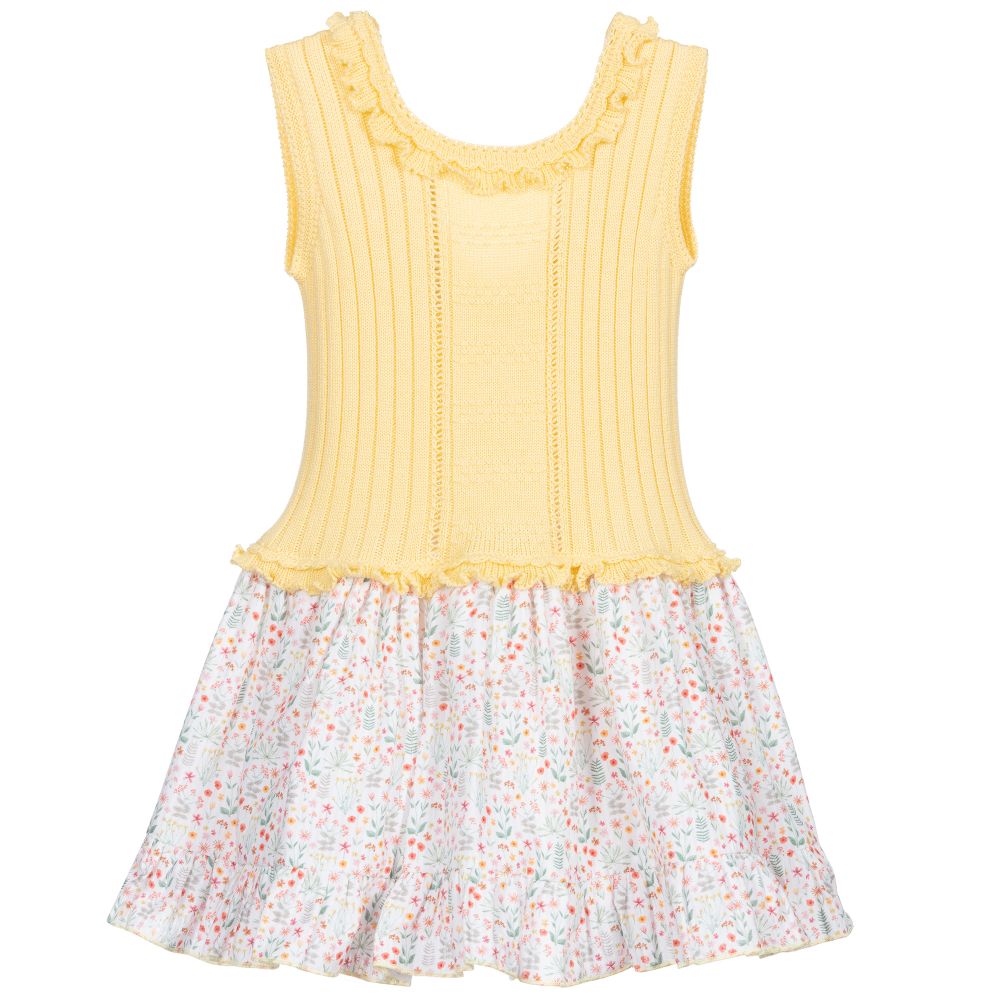 Artesanía Granlei-Желтое платье с цветочным рисунком для девочек | Childrensalon Outlet