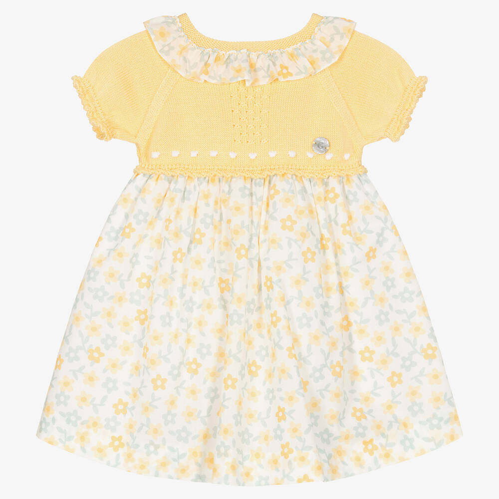 Artesanía Granlei - Girls Yellow Floral Knit Dress | Childrensalon