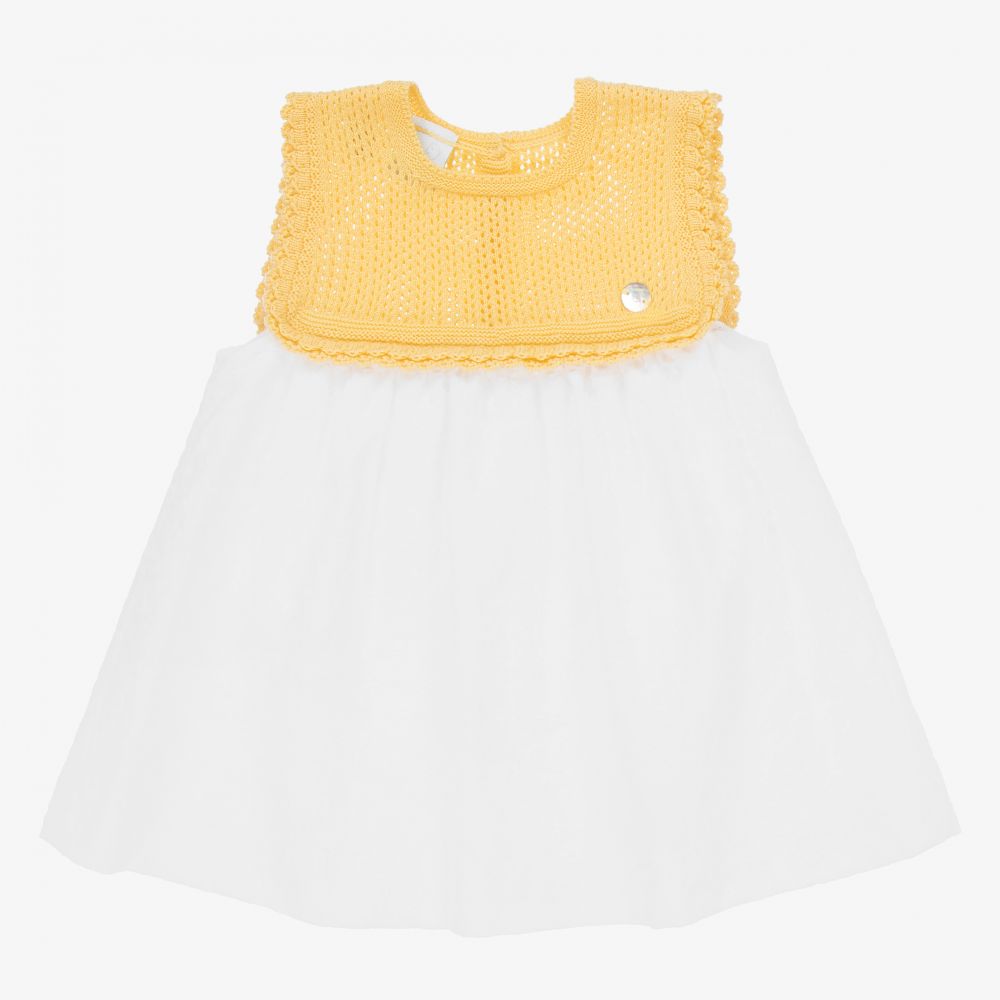 Artesanía Granlei - فستان قطن لون أصفر وأبيض | Childrensalon