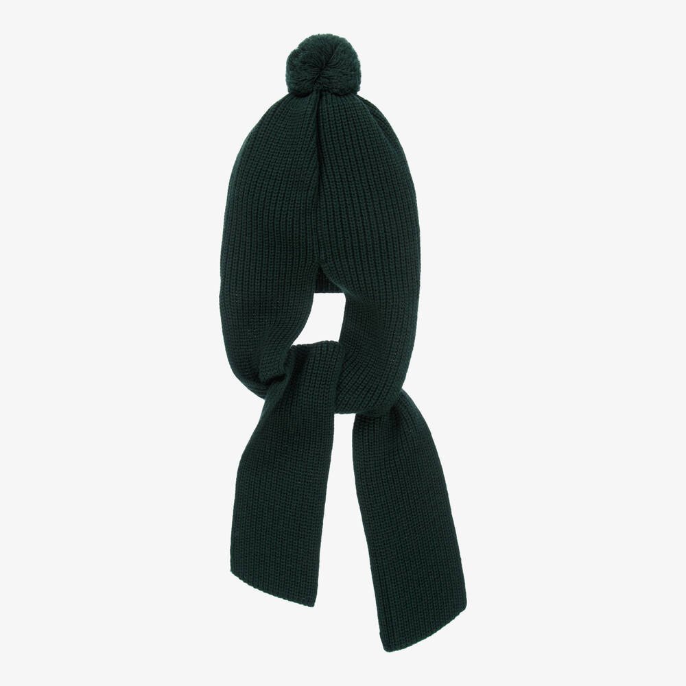 Artesanía Granlei-Green Hat & Attached Scarf | Childrensalon Outlet