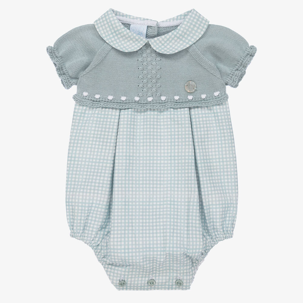 Artesanía Granlei - Green Knitted & Gingham Baby Shortie | Childrensalon