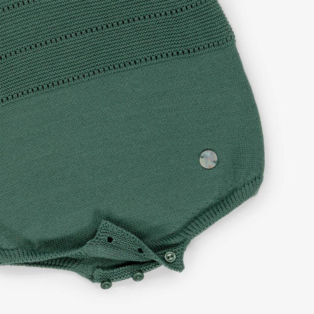 Artesanía Granlei-Green Knitted Shortie with White Collar | Childrensalon Outlet