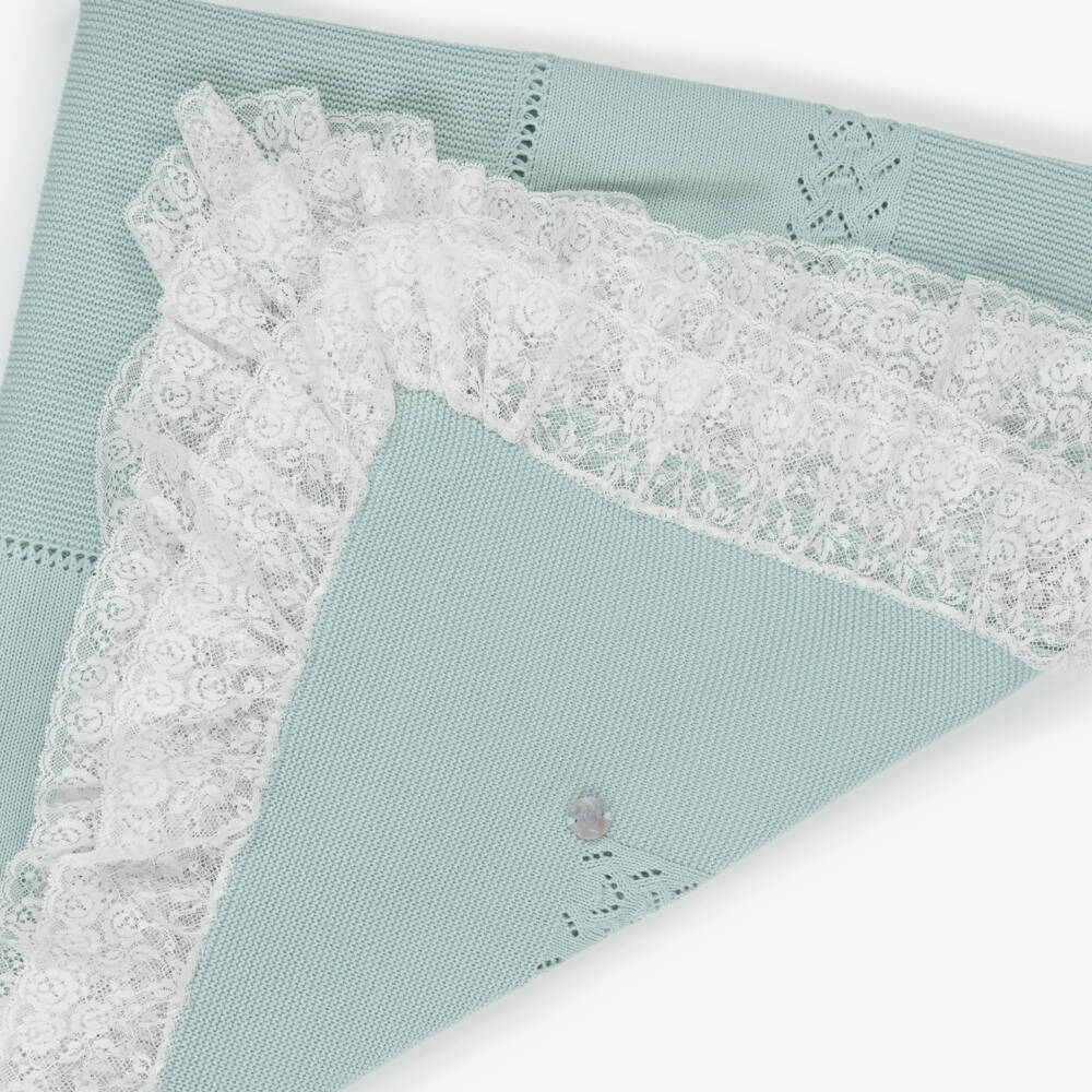 Artesanía Granlei-Green Lace Trim Knit Blanket | Childrensalon Outlet