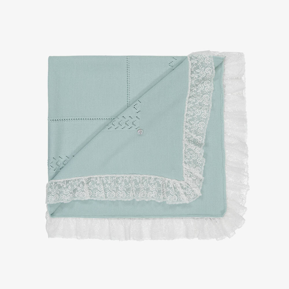 Artesanía Granlei-Green Lace Trim Knit Blanket | Childrensalon Outlet