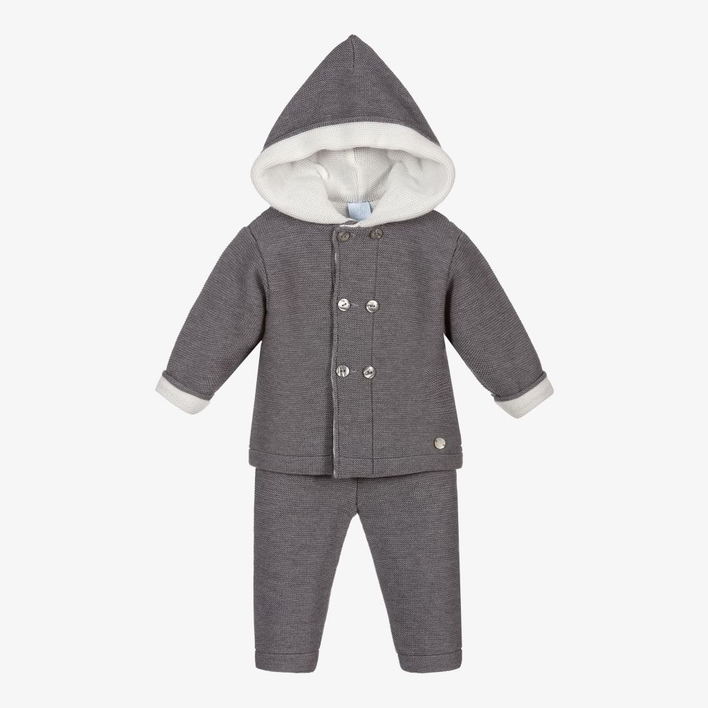 Artesanía Granlei-Grey Knit Pramsuit (2 Piece) | Childrensalon Outlet