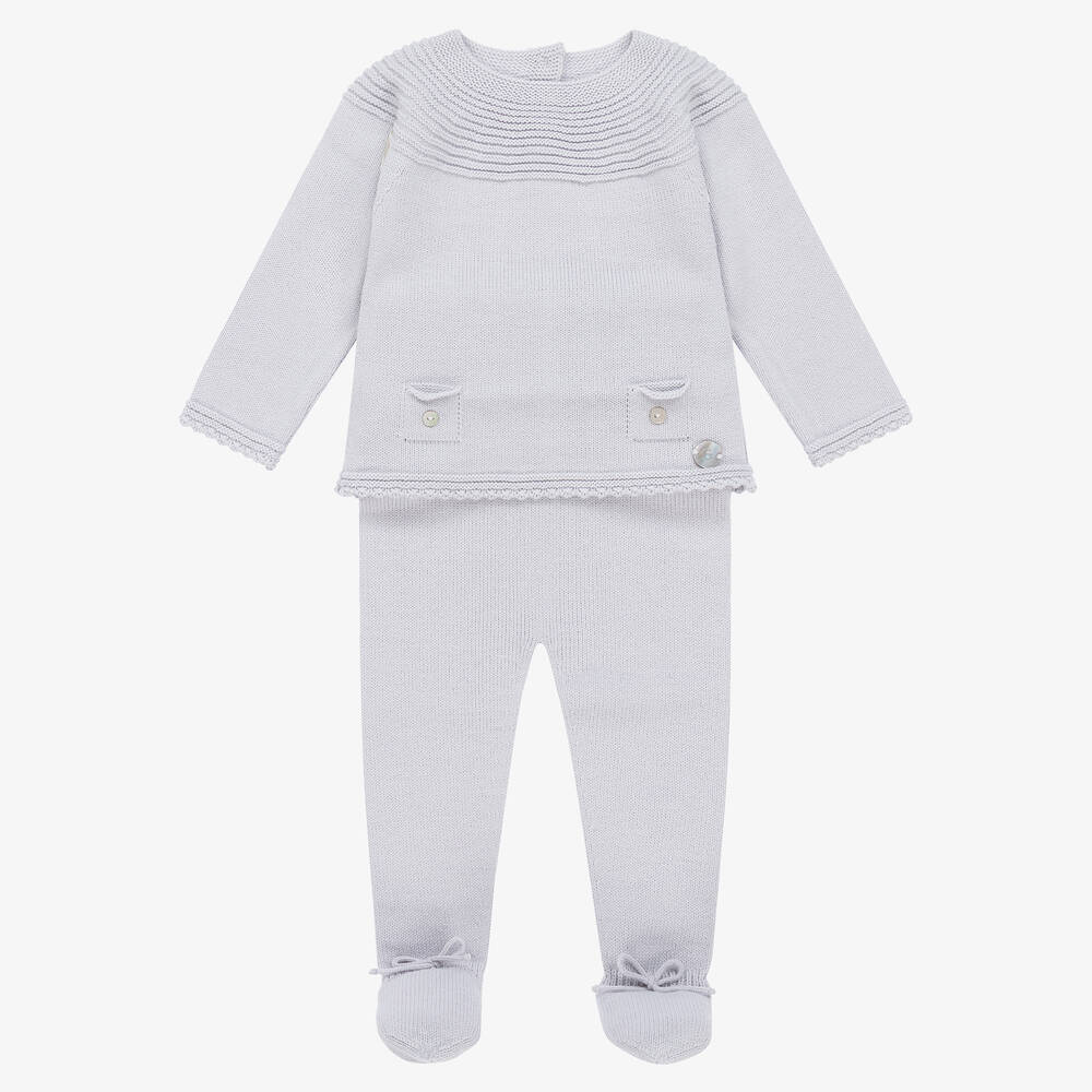 Artesanía Granlei - Grey Knitted 2 Piece Babygrow | Childrensalon