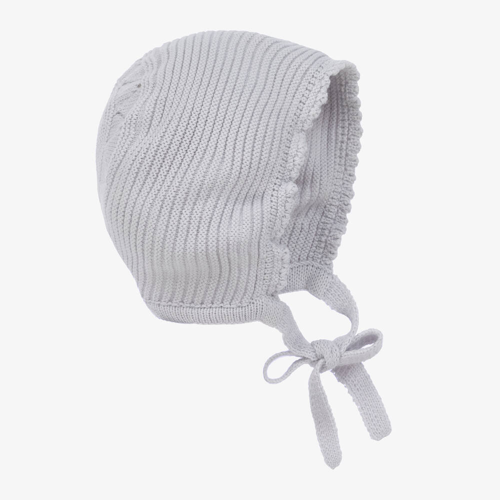 Artesanía Granlei - Grey Knitted Baby Bonnet | Childrensalon