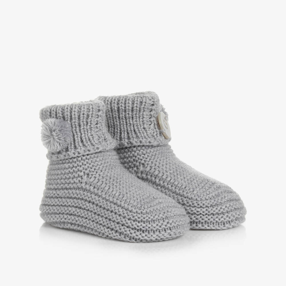 Artesanía Granlei - Grey Knitted Baby Booties | Childrensalon