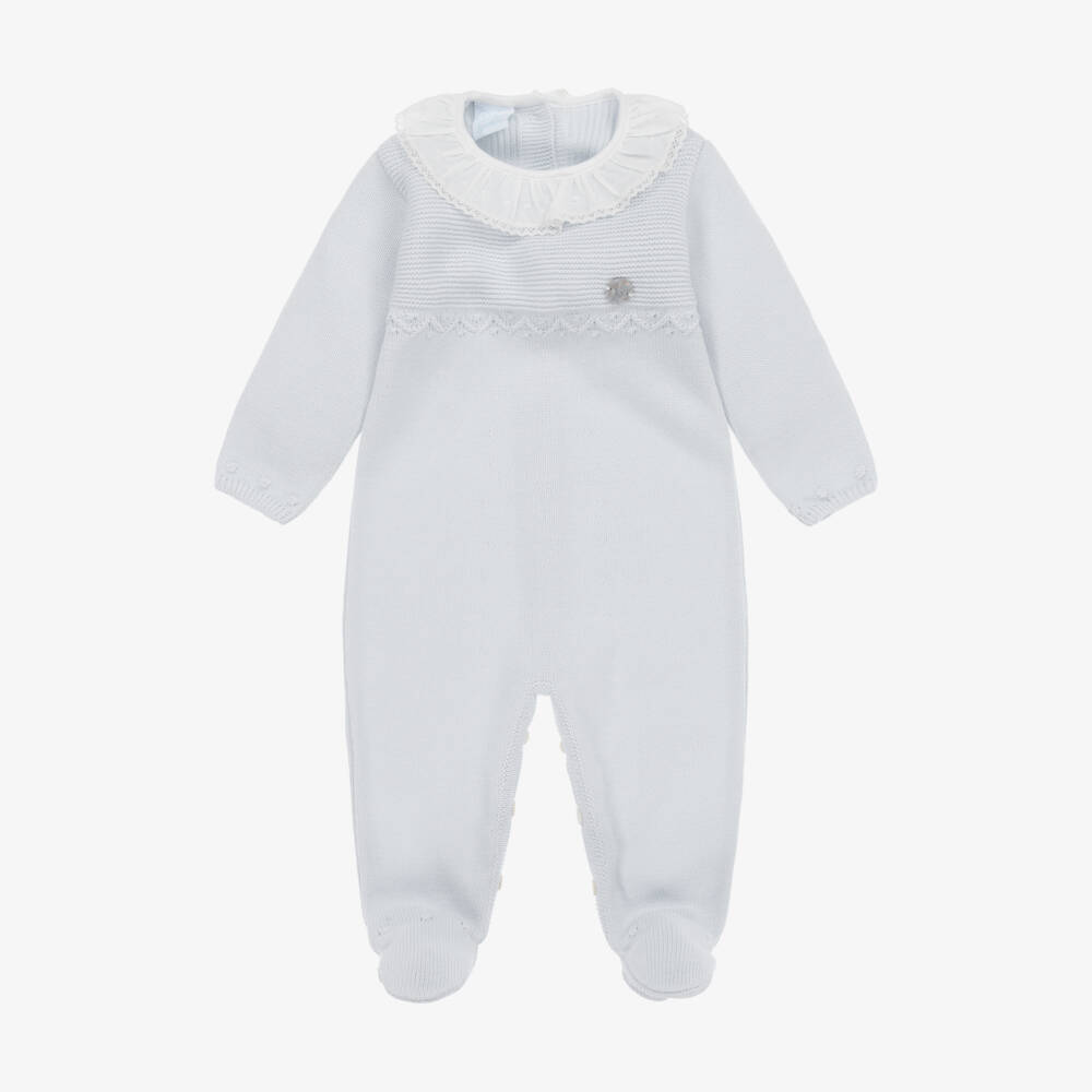 Artesanía Granlei-Grey Knitted Ruffle Collar Babygrow | Childrensalon Outlet