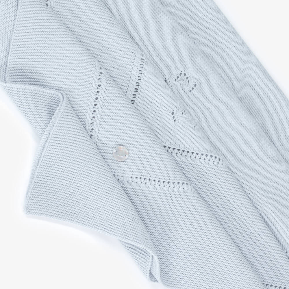 Artesanía Granlei-Grey Openwork Knitted Baby Blanket (106cm) | Childrensalon Outlet
