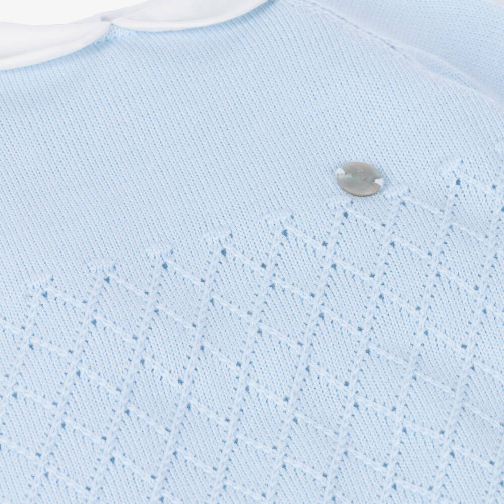 Artesanía Granlei-Infant Boys Azure Knit Romper | Childrensalon Outlet