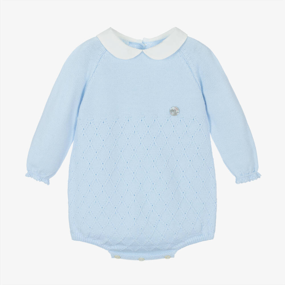 Artesanía Granlei-Infant Boys Azure Knit Romper | Childrensalon Outlet
