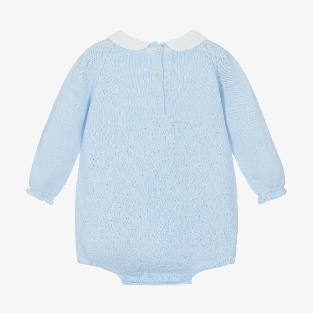 Artesanía Granlei-Infant Boys Azure Knit Romper | Childrensalon Outlet
