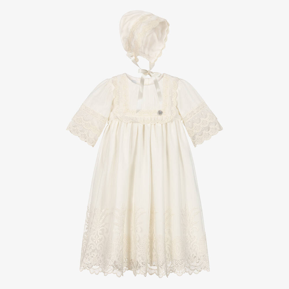 Ivory Embroidered Tulle Ceremony Gown Set
